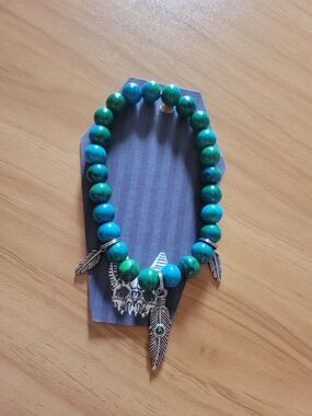 💐NEW💐 Phoenix Stone Beaded Feather Charm Bracelet